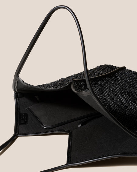 CALELLA RAFFIA - Leather-trimmed Tote Bag
