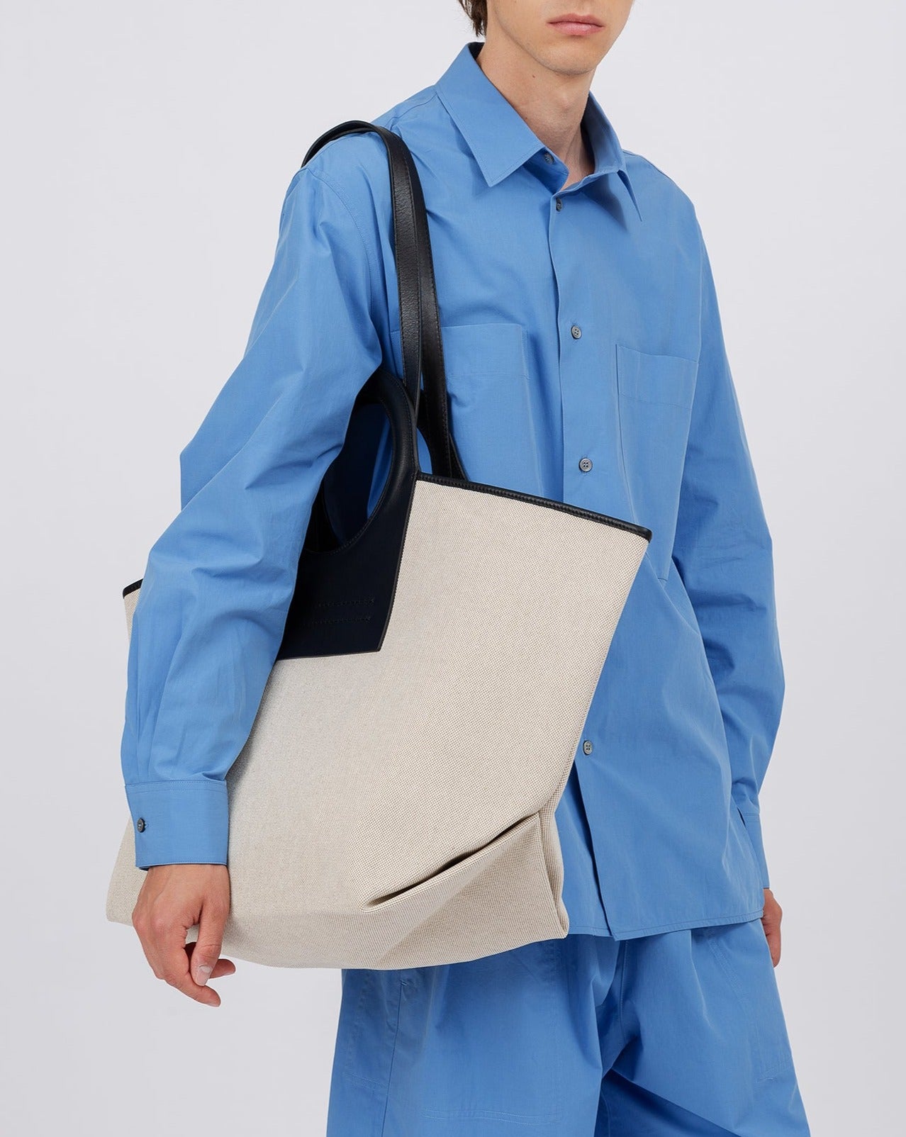 CALA L - Leather-trimmed Canvas Tote Bag – Hereu Studio