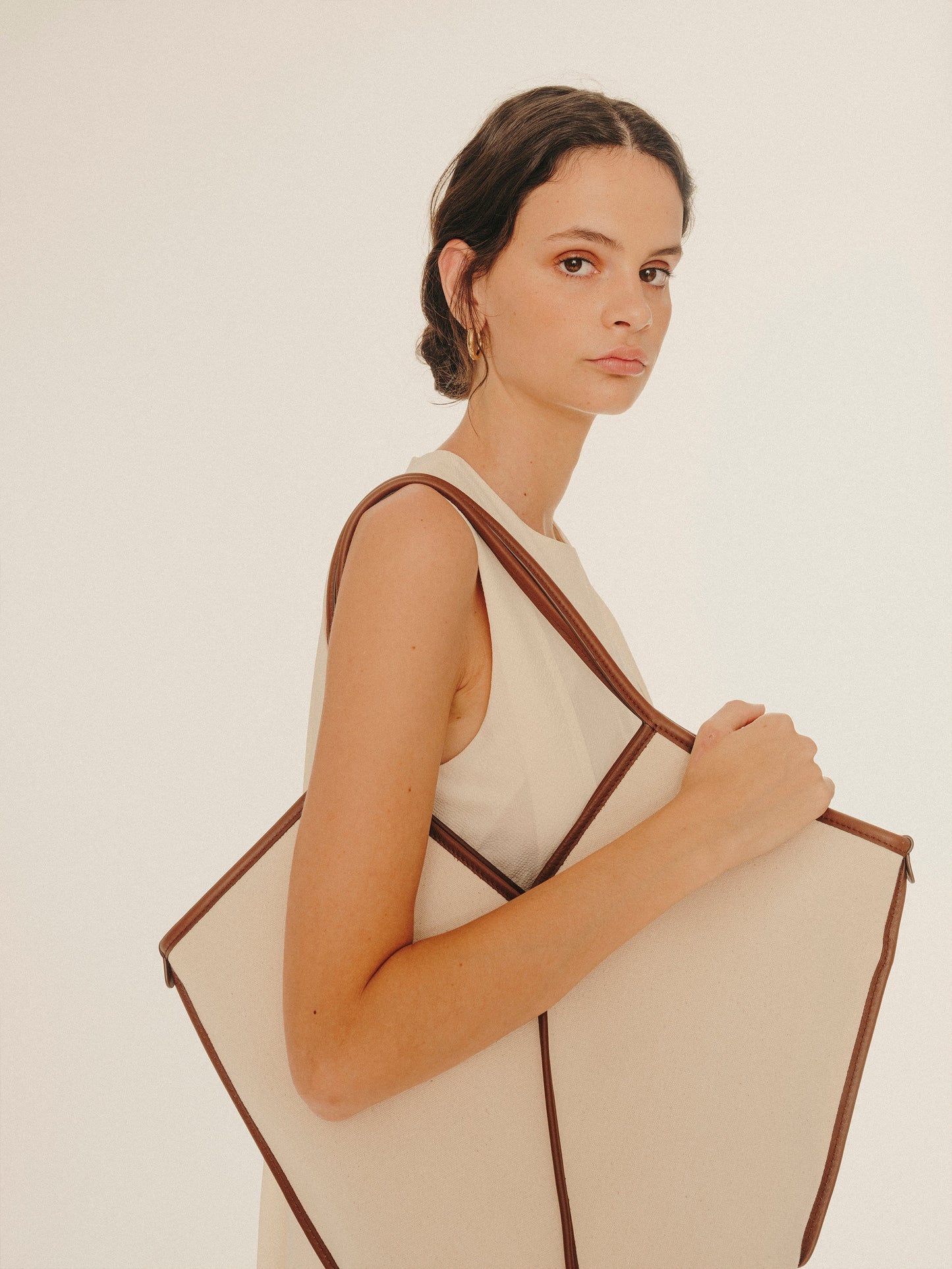 CALELLA - Leather-trimmed Organic Cotton Tote Bag