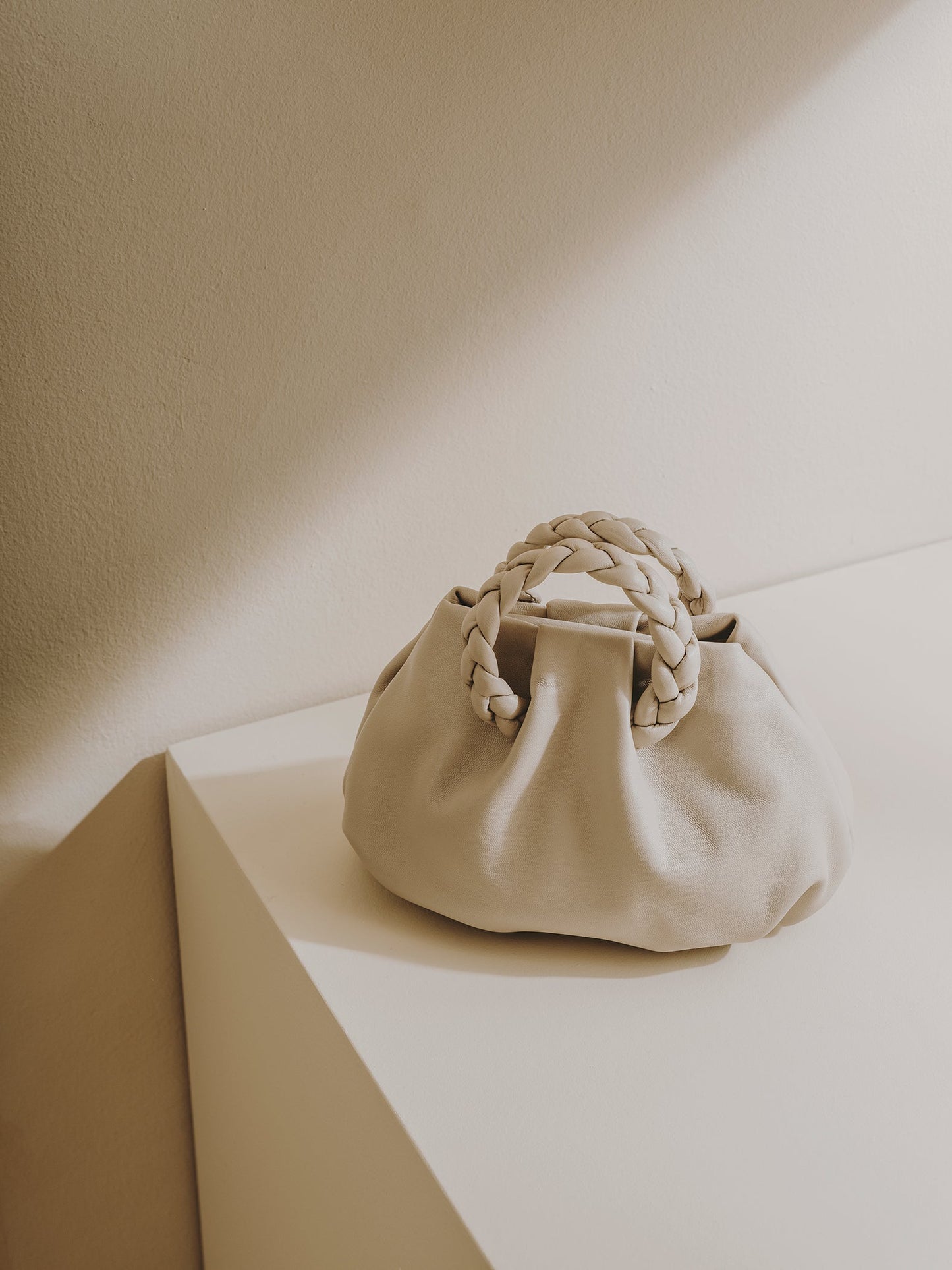 BOMBON - Small Plaited-handle Leather Crossbody Bag