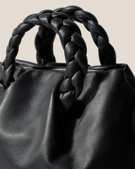 BOMBON M - Medium Plaited-handle Leather Handbag