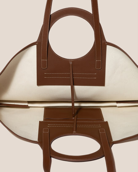 CALA S - Leather-trimmed Canvas Tote Bag