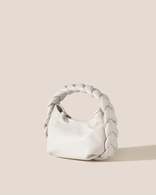 Hereu Coloma Mini Woven Leather Top Handle Bag In White