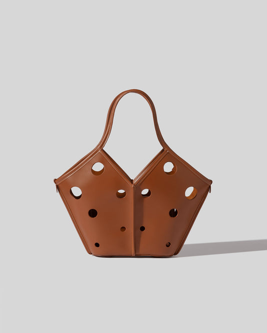 CALELLA PERFORATED MINI - Leather-trimmed Cut-out Tote Bag