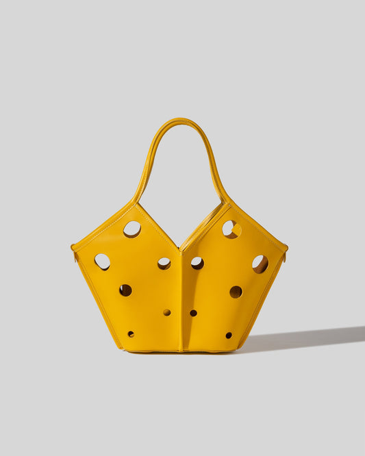 CALELLA PERFORATED MINI - Leather-trimmed Cut-out Tote Bag